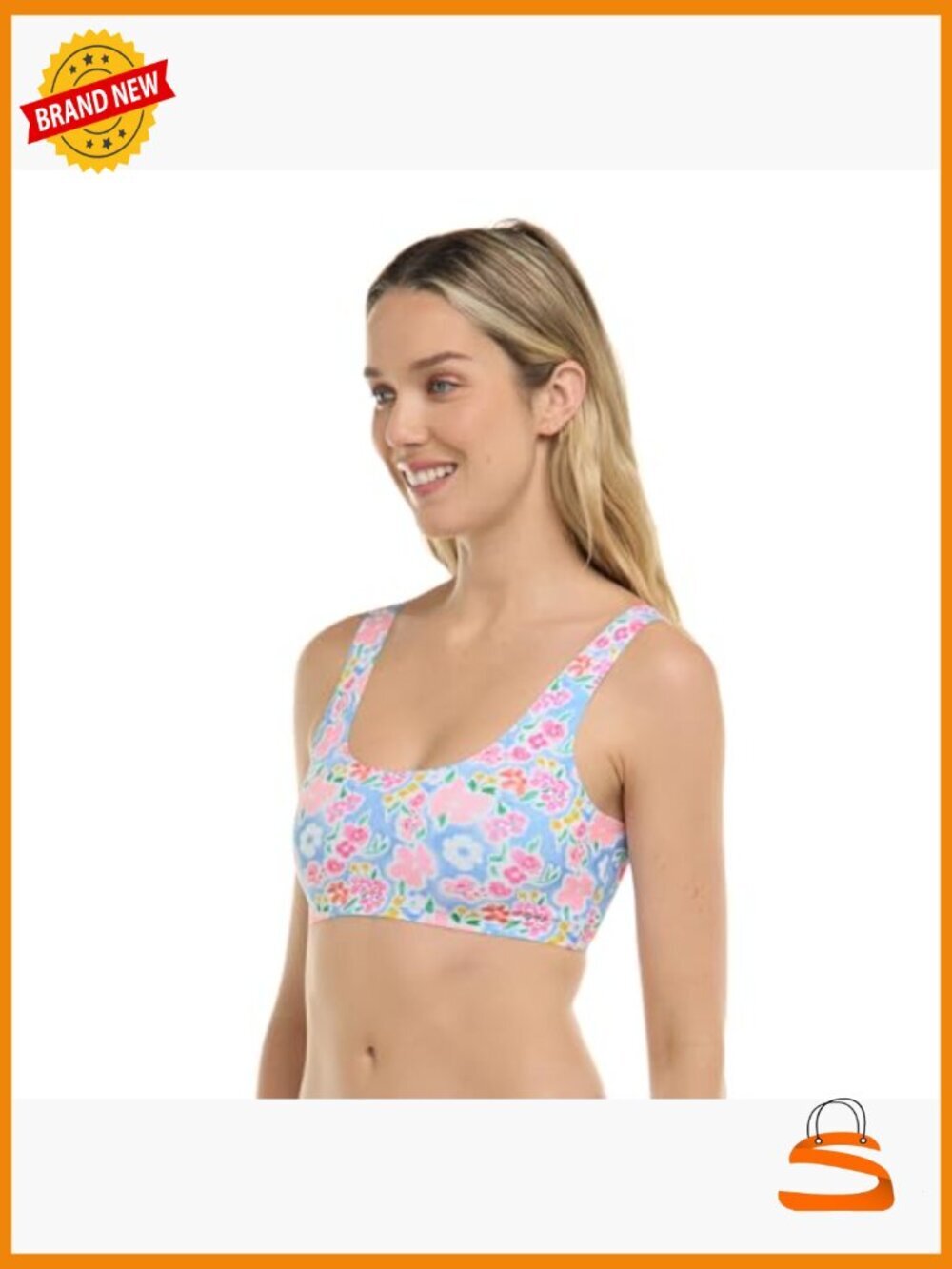 Reversible Sweetheart Crop Top, Nylon Blend, Small, Bikini Top - Picture 2 of 3